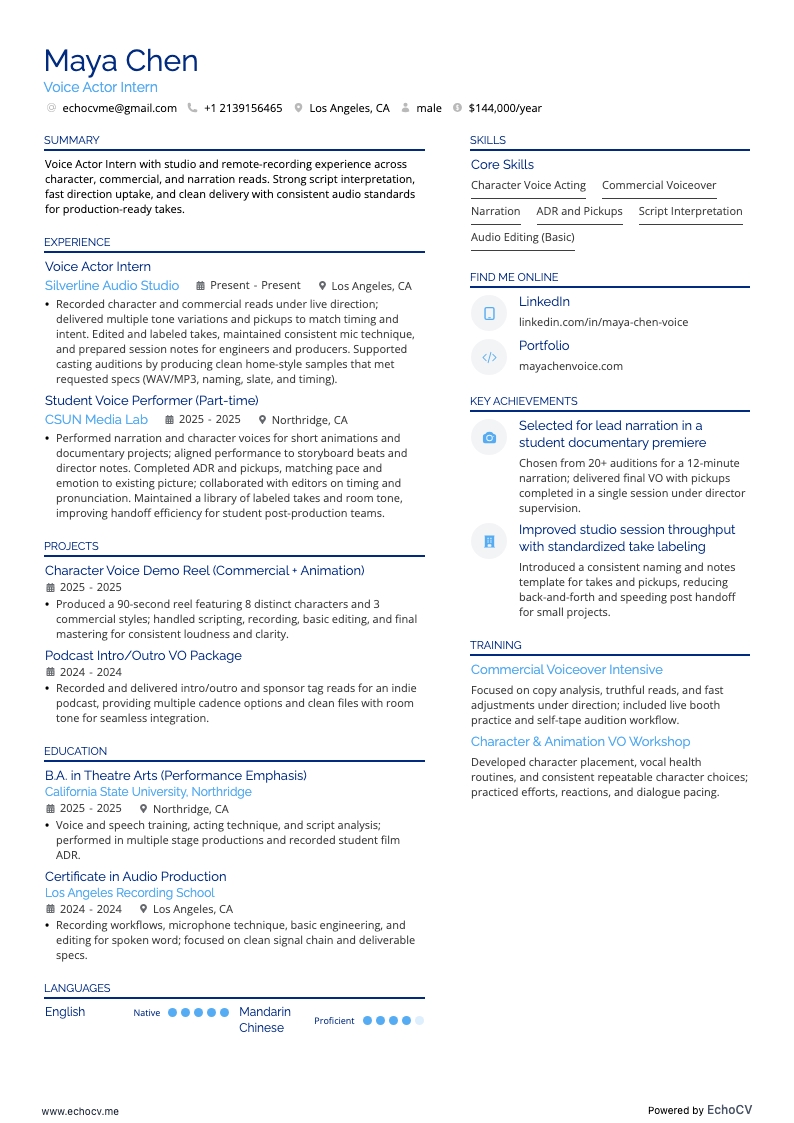 Stemacteur resume example