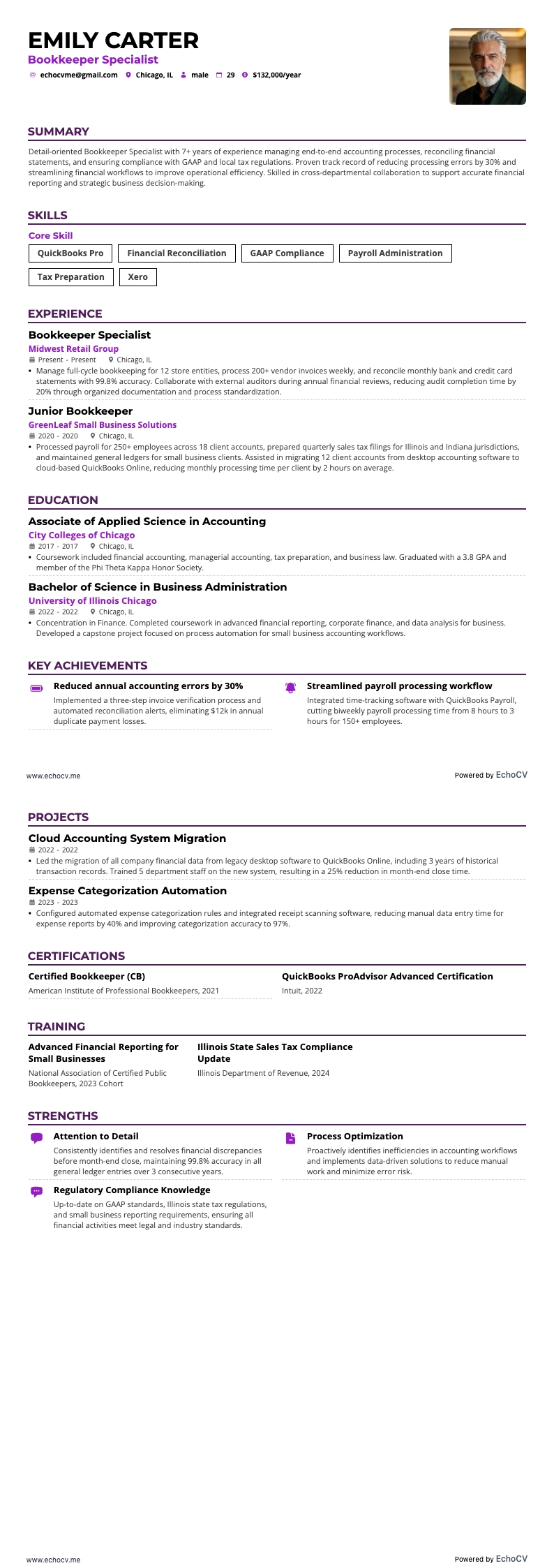 経理スペシャリスト example resume