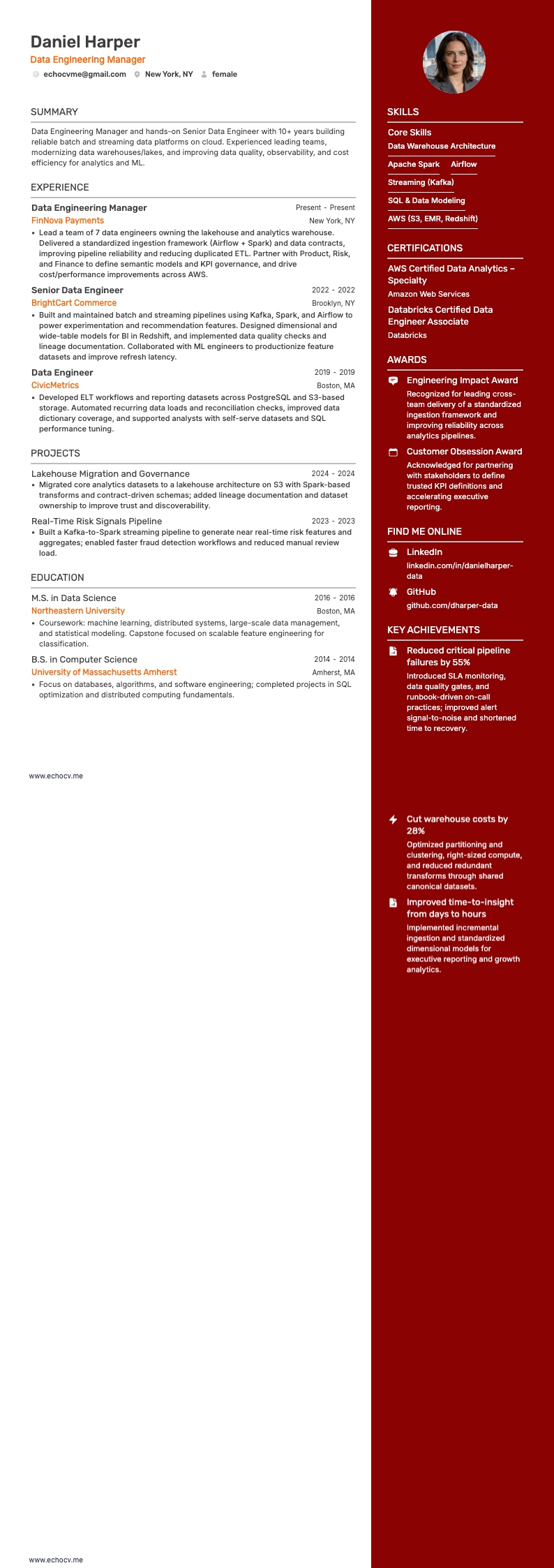 Data Engineering Manager full preview