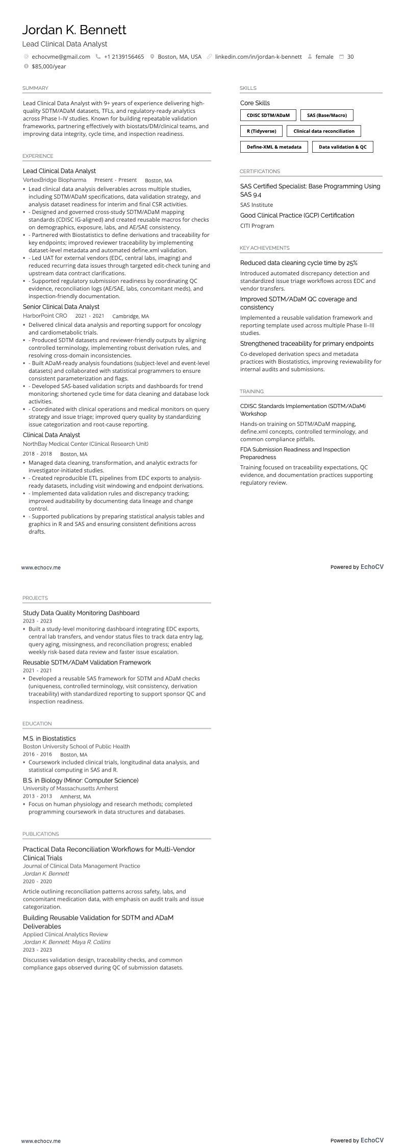 Chuyên viên phân tích dữ liệu lâm sàng chính