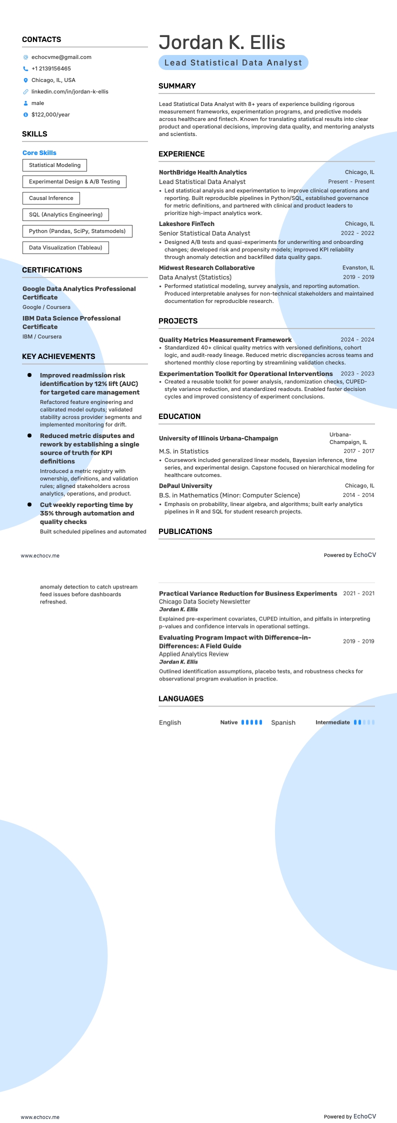 Lead Statistical Data Analyst full preview