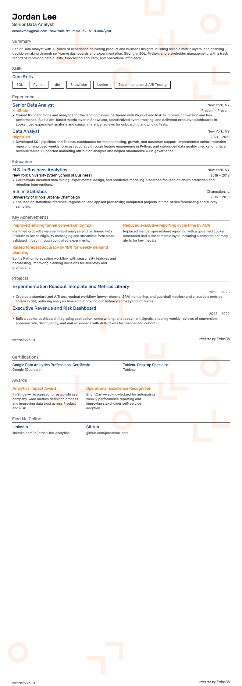 Senior Data Analyst full preview