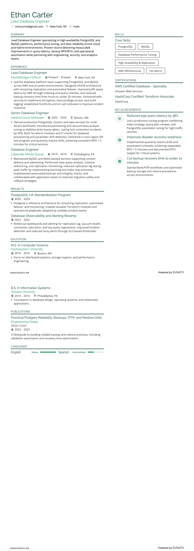 Lead Database Engineer full preview