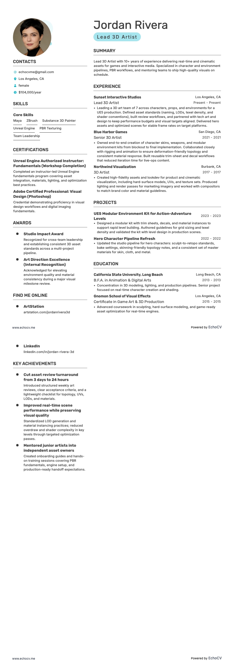 리드 3D 아티스트 전체 미리보기