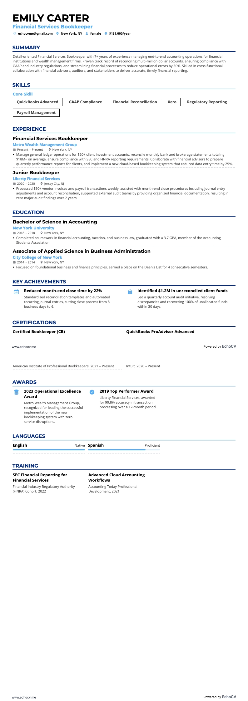 経理担当者 resume example