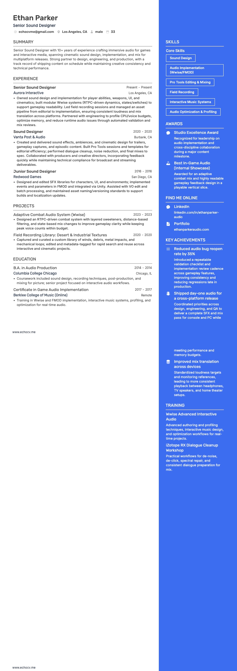 シニアサウンドデザイナー の全体プレビュー