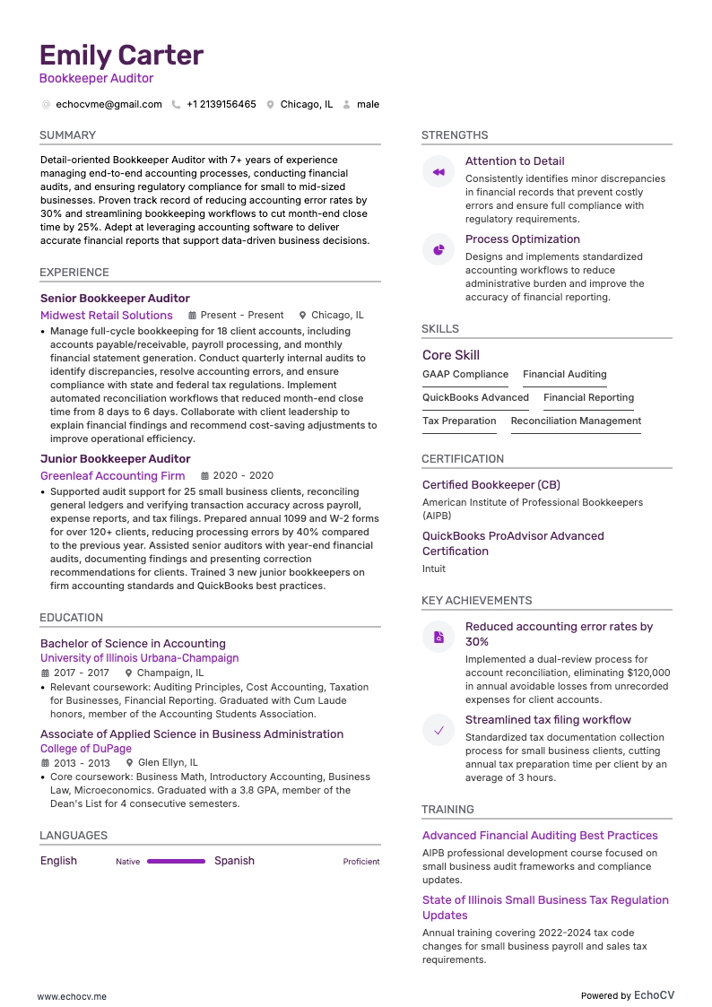 経理監査担当 example resume